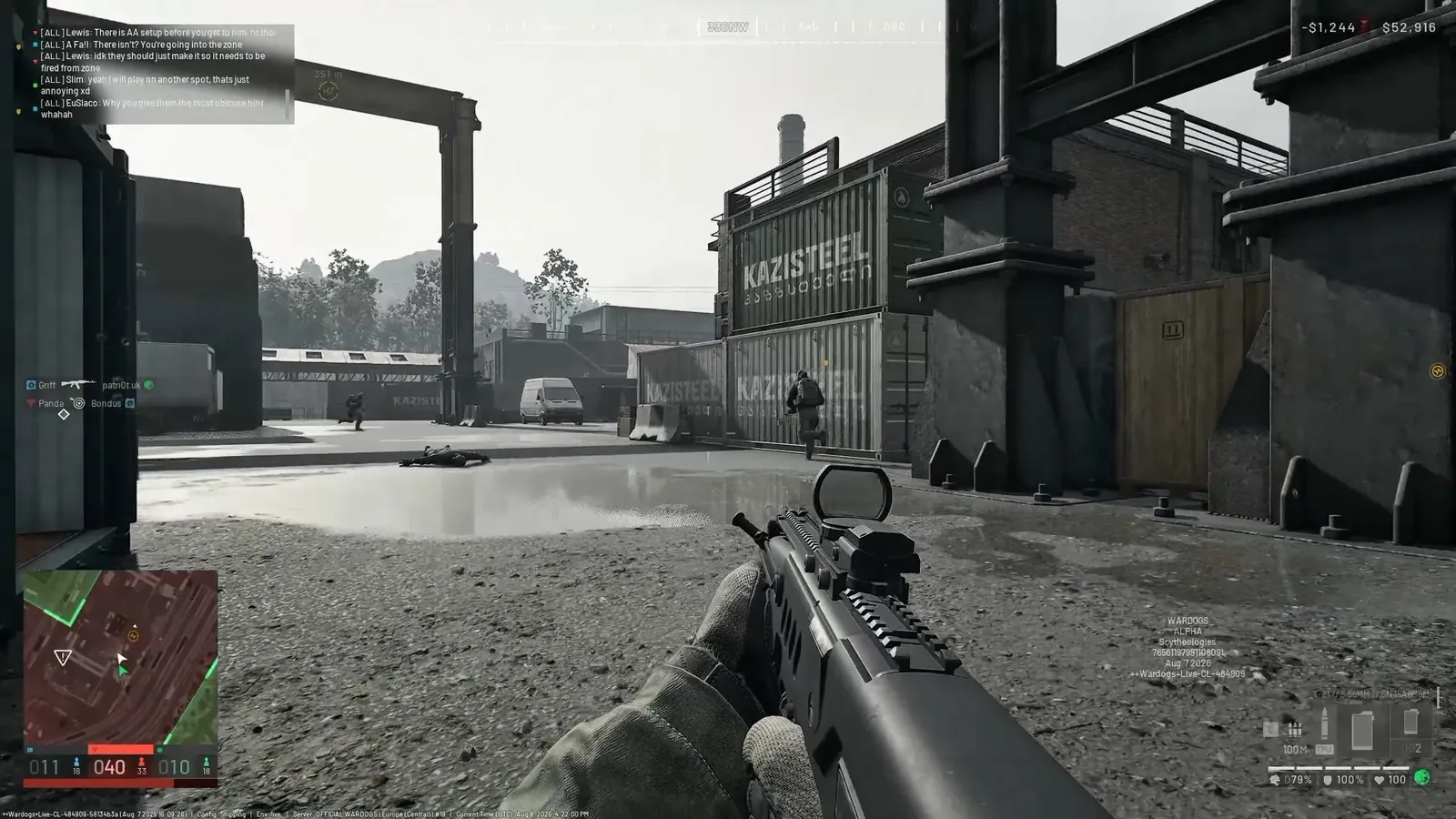 WARDOGS battlefield view with minimap, terrain and squad HUD
